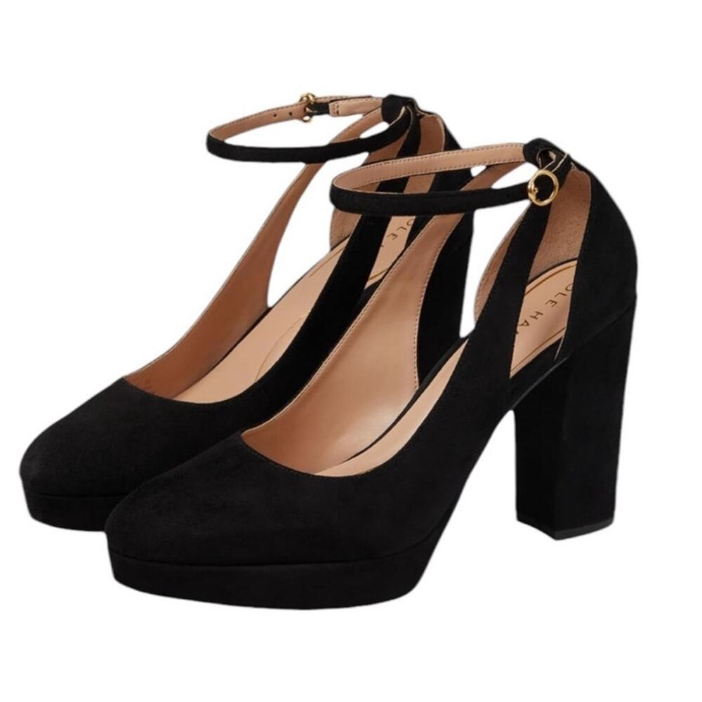 Cole Haan Women's Remi Platform Block Suede Ankle Strap Heeled Pumps Size 6.5 B
